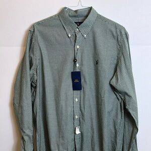Ralph Lauren Green Gingham button down shirt.